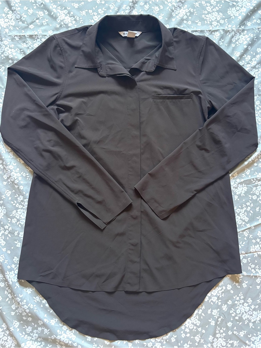 Athleta Black Button-Down Shirt